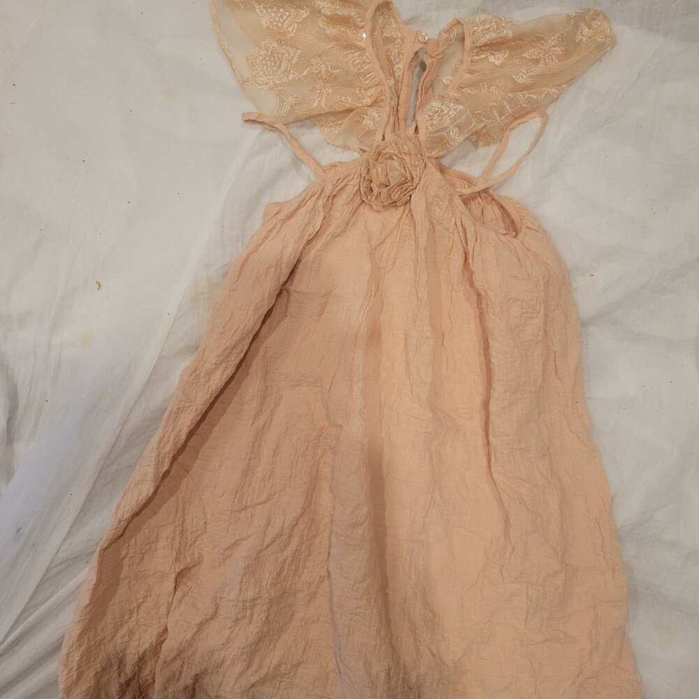 Zara Girls Peach Linen Dress, size 8